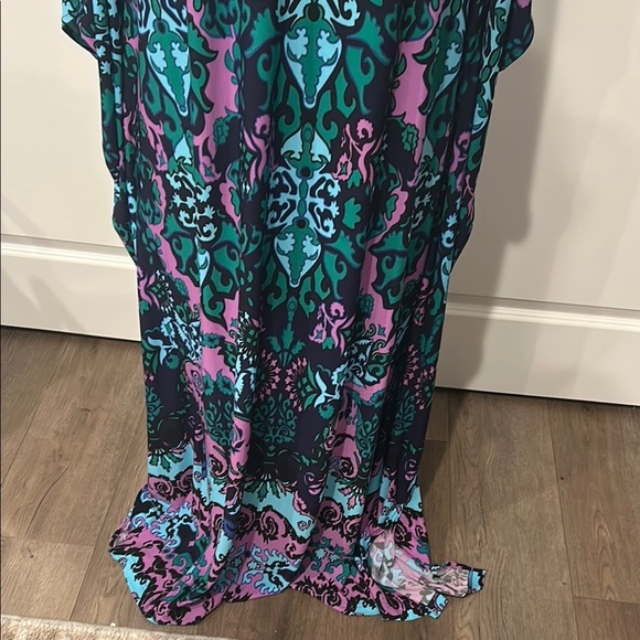 Joan Rivers Blue Purple Resort Wear Vacation V-Neck Dolman Caftan Dress Size 1XP - Picture 3 of 8